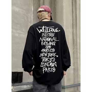 WE11DONE TRACK潮牌美式寬松WELLDONE重磅打底衫長袖T恤男女秋冬