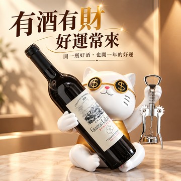 快速出貨【招財貓的家】9寸紅酒架招財貓+開瓶器 生日禮物 開業禮物 開運 招財 喬遷禮物 交換禮物