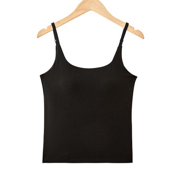 JS - 百搭U領BRA TOP/附罩杯上衣-黑色