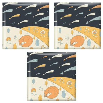 vanibaby 自黏式PU防撞壁貼組 附專屬貼紙 汽車皮革防刮耐磨 高密度記憶棉 30x30cm 3片裝  超厚3cm  太空探險系列  1組