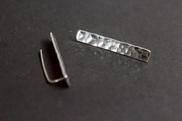 簡單的水痕 純銀手工耳環