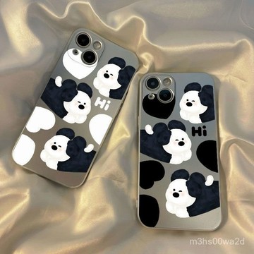 卡通黑白愛心小熊 防摔 手機殼 蘋果iphone78p xr i11 i12 13 14 15 16 promax保護殼
