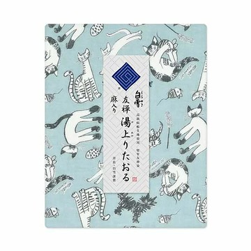 京友禪染浴巾 / meow meow meow 藍色