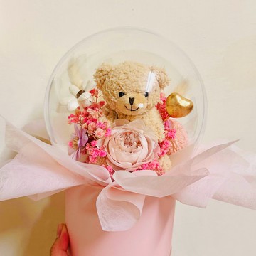 蒔漫花間—密語熊心 抱抱桶 永生花禮 七夕 情人節