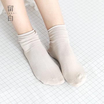 留白簡約ins短邊襪柔軟全棉舒適女生糖果純色個性百搭透氣中筒襪