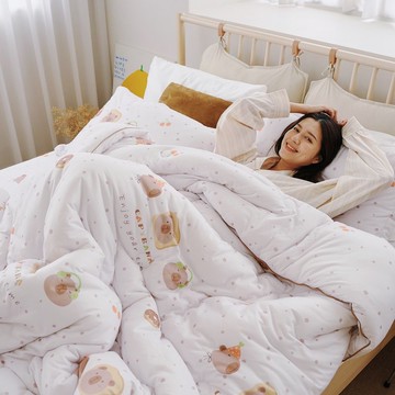 輕柔針織全鋪棉6尺雙人加大床包枕套+雙人6x7尺棉花糖捲捲被