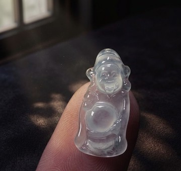 放光高冰種翡翠財神爺項鍊 | 天然緬甸玉A貨翡翠 | 送禮
