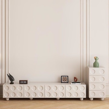 公司貨 免運 實木電視櫃斗櫃客廳家用簡約現代小戶型法式奶油風收納儲物櫃一體 快速發貨