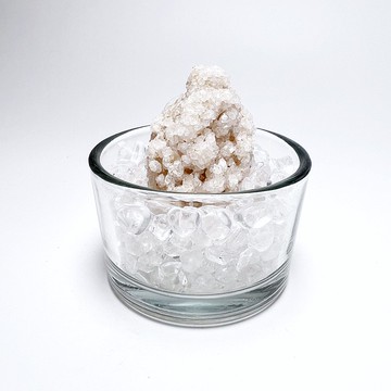 糖心。一圖一物 療癒 水晶盆栽 組合 擺件 l 白螢石共生方解石 l