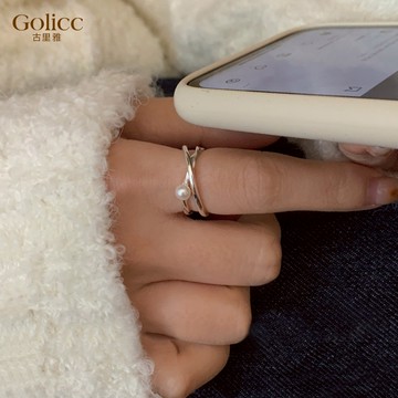 【Gulicc】古莉可 戒指 簡約雙層設計珍珠食指戒 尾戒