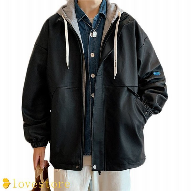 メンズ ブルゾン ウインドブレーカー ジャケット ストリート かっこいい スプリングコート Pu革ジャン 春 秋 長袖 ジャンパー 軽量 通販 Lineポイント最大0 5 Get Lineショッピング