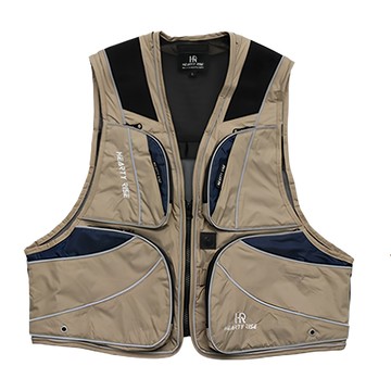 HEARTY RISE 哈帝來斯 HR釣魚背心 HE-9012 (水) #2XL  防潑水布面料，高透氣性網布，配有十個口袋  米色