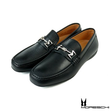 【MORESCHI】經典質感馬銜釦便士樂福鞋 黑色(44474-BL)