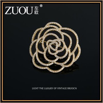 山茶花胸針高級感精致設計感小眾鏤空小香風胸花別針固定衣服裝飾