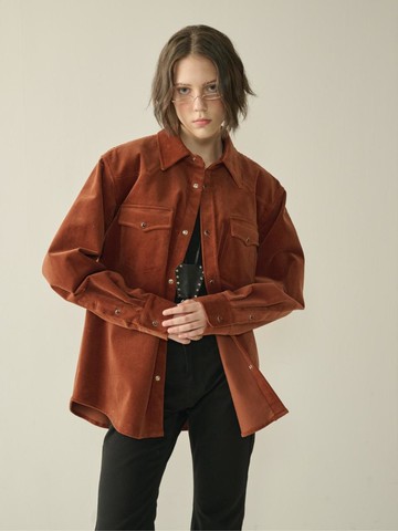Western Corduroy Shirt_Cinnamon Brown_W