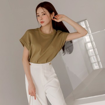 CHIC A SPACE 簡約太空棉法式袖上衣(白/駝) 女裝 現貨 氣質 高級感