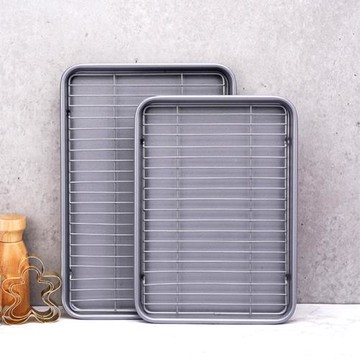 烤盤烤箱用帶烤架 瀝油冷卻架 碳鋼長方形家用餅干蛋糕烘焙模具