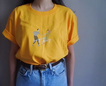 Birdddland原創手繪圖案 Swing復古重磅Tshirt 金色麥田 男女通用