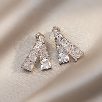 925銀針幾何鋯石耳玎時尚高級感耳環網紅文藝范耳飾女