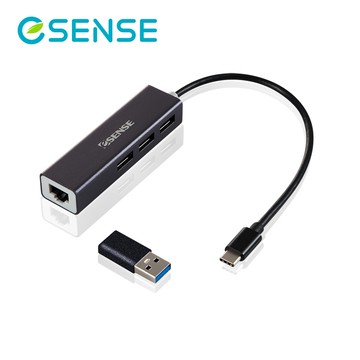 Esense Type-C轉RJ45+USB3.0 HUB
