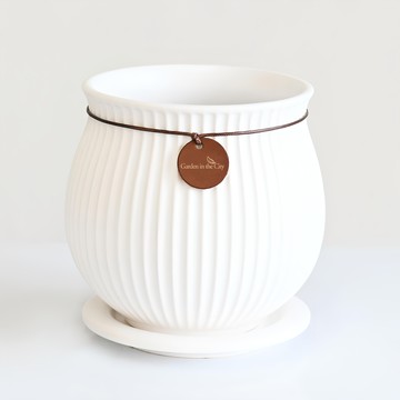 Garden in the City 現代風單緣陶瓷花盆組 512  1個  4號 (上直徑 17cm x 下直徑 10.5cm x 高度 18cm)  白色