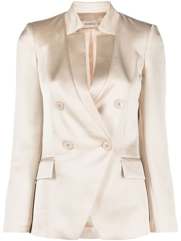 Blanca Vita - double-breasted blazer - women - Polyester - 38 - Neutrals