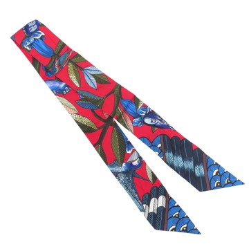 【二手名牌BRAND OFF】HERMES 愛馬仕【再降價】紅色 絲綢 Twilly 絲巾