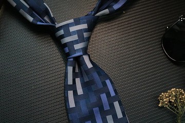 藍色真絲編織紋領帶紳士商務百搭首選禮盒裝