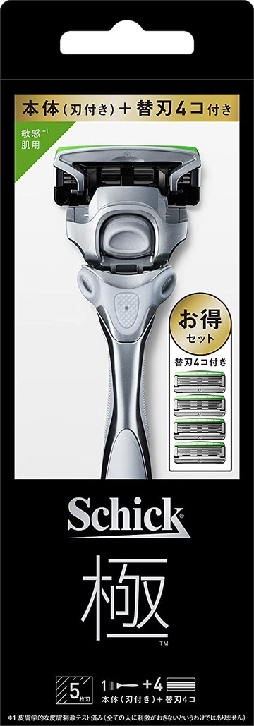 SCHICK (Chic) Extreme Kiwami Combo pack for sensitive skin (with holder blade+4 replacement blades)