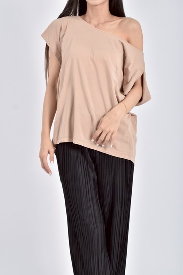 (M) made moon蝴蝶結棕色短袖上衣