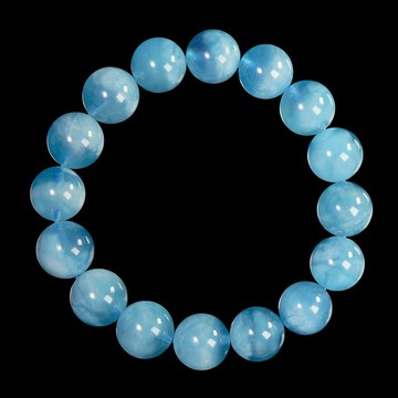 【正佳珠寶】海藍寶 頂級貓眼海藍寶 11.8-12.3mm 海藍寶手珠