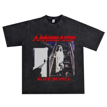 數碼直噴激流金屬搖滾ANNIHILATOR殲滅者樂隊水洗做舊T恤短袖寬松