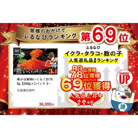 ふるさと納税 希少な新物いくら！計750g  漁協 直送！本場「北海道」 （ いくら 醤油漬け イ.. 北海道別海町