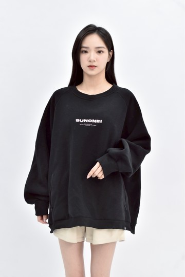 (F) 【董仔私服】sunone1刺繡印花黑色長袖上衣