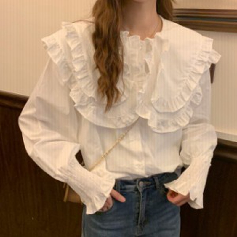 ドールカラー 袖ボリューム 長 大きい襟 シャツブラウスレディース フリル襟 バルーンスリーブ シャツブラウス 春夏新作 袖コン ブラウス 通販 Lineポイント最大1 0 Get Lineショッピング