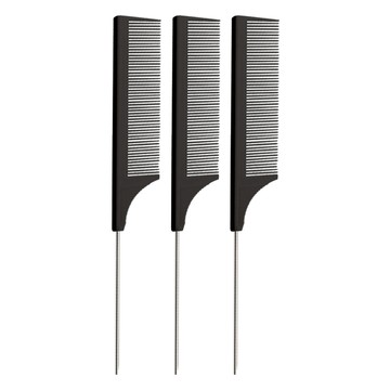 小麥購物 鋼針尖尾梳 L347  3支  黑色