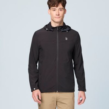 【WILDLAND荒野】男彈性透氣抗UV50輕薄外套180 黑水塘