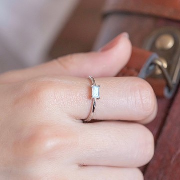 月光石925純銀糖果盒戒指 可調式戒指