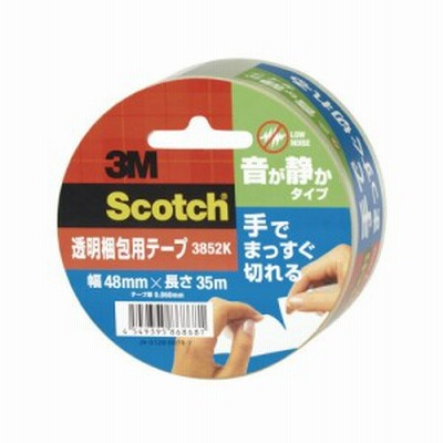 スリーエム　ジャパン スコッチ手でまっすぐ切れる音が静か　透明梱包テープ幅４８ｍｍｘ長さ３５ｍ 3852K