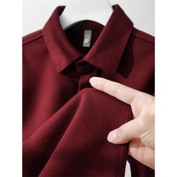 氣氛滿滿の安哥拉紅！復古顯白圣誕紅雙面磨毛長袖襯衫外套男女冬