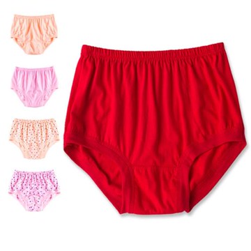 棉佳佳女士純棉老人全棉三角短褲媽媽內褲紅色本命年高腰褲頭