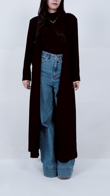 (S) burberry質感中長版大衣黑色外套