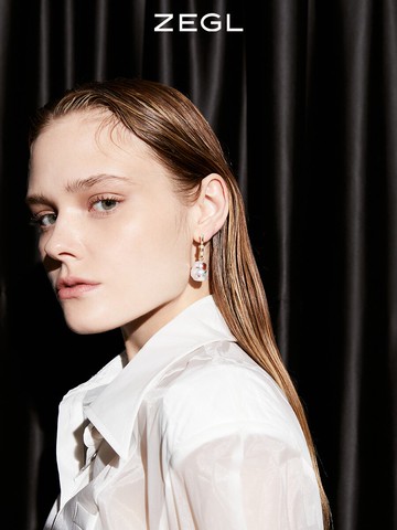 ZEGL巴洛克玫瑰花耳環女高級感輕奢人造珍珠耳釘925銀針復古耳飾