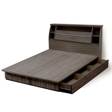 傢俱工場-派蒙 簡約收納房間2件組(床頭箱+六抽收納)-雙大6尺古橡