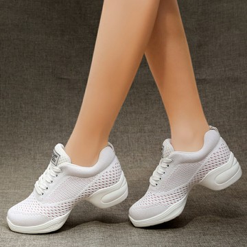 嬌百惠新款春夏廣場舞女鞋網面白色舞蹈鞋女軟底鬼步水兵舞跳舞鞋