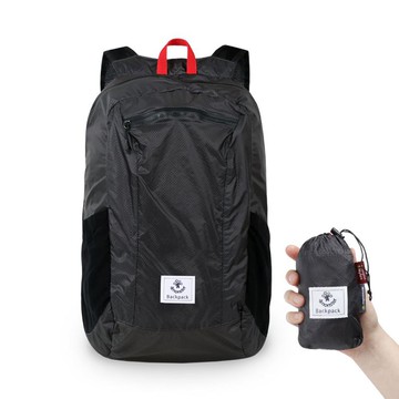 4Monster 超輕量便攜式可折疊登山後背包 24L  黑色  雙肩背包(30*45*16 cm)  袋(8*14*6 cm)