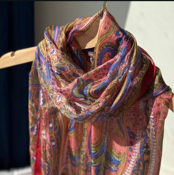 印度丨民族絲巾- 玫紅花毯