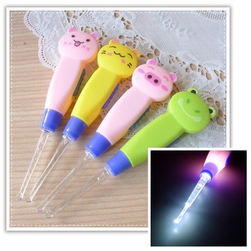 卡通圖案發光耳扒 帶燈照明LED挖耳器 發光耳勺 挖耳棒 附鑷子+夾子 清耳屎 掏耳棒 贈品禮品