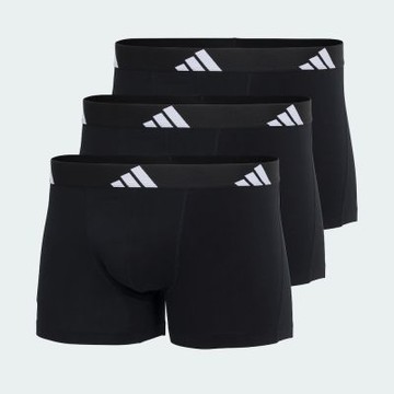 adidas M ACTIVE FLEX COTTON TRUNK 3 PAIRS男士 高彈柔棉舒適平口內褲三件組-全黑配色
