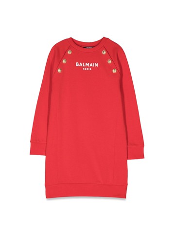 balmain ml sweatshirt dress logo and buttons